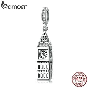 Collares Bamoer nueva colección Sterling Sier británico Big Ben edificio colgante Charm Fit pulseras con dijes fabricación de joyas Scc868