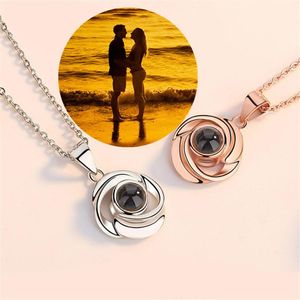 Colliers charme couples personnalisés Photo Pendants Colliers I Love You Projection Memory Lovers Collier Fashion Jewelry Anniversary Cadeaux