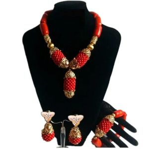 Collares Chunky Original Coral Beads Boda nigeriana Conjuntos de joyería africana Conjunto de collar audaz de boda naranja para mujeres Envío gratis 2023
