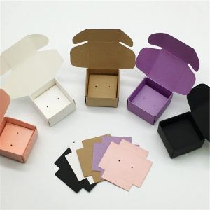 Colliers Couleur Kraft Paper Emballage Ensembles en papier boîtes Boîtes bijoux adaptées aux boucles d'oreilles / colliers / pendentifs Accessoires 24SET