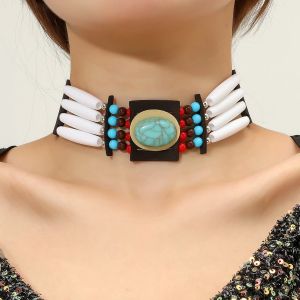 Colliers Collier boho gitan et ethnique pour femmes Collares Bijoux turquoises Colliers indiens Pendants