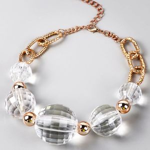 Colliers Fishsheep Déclaration acrylique Transparent Disco Ball Big Choker Collier pour femmes Perles claires surdimensionnées Collier Collier Chunky