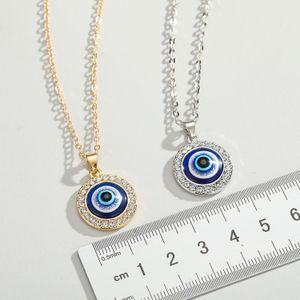 Colliers pour femmes New Original Turc Devil Eye Collier Diamant Rond Bleu Yeux Pendentif Bijoux Cadeau En Gros