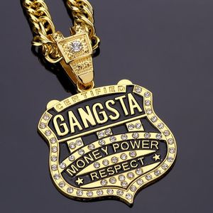 Colliers bonne qualité Big GANGSTA pendentif collier étoile bijoux hommes Hip Hop longue chaîne cubaine glace sur Hiphop doré argent