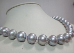 Collares Precioso collar de perlas naturales grises Akoya redondo AAAA de 1110 mm de 14 quilates