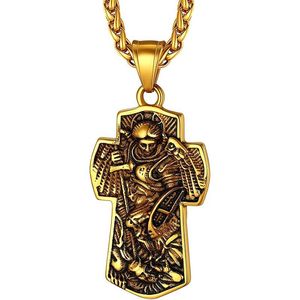 Collares GPUNK Arcángel San Miguel Medalla Colgante Collar para Hombres/Mujeres Ángel Guardián Joyería de Protección