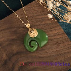Collares Verde Jade Elefante Colgante Piedra Preciosa Amuleto Calcedonia Mujeres Chinas Regalos Natural 925 Plata Charm Collar Joyería Moda
