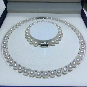 Collares Hot AAAA+ Japanese Akoya 89 mm Collar de perla blanca 40 cm 45cm 50 cm 55cm 60 cm 70cm 90cm 110 cm 130 brazalete 7.58 pulgadas 925s