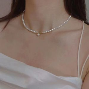 Colliers Vente chaude mode brillant naturel perle d'eau douce 14k or rempli femme chaîne collier bijoux pour femmes cadeau de noël