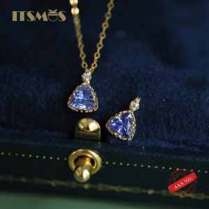 Collares ITSMOS s925 plata esterlina 14k chapado en oro collar femenino tanzanita circón luz joyería de lujo collar Simple para mujeres