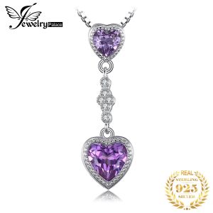 Collares Jewelrypalace Heart Love 3.1CT creado Alexandrite Sapphire Sterling Sier Collar colgante para mujer Caja sin cadena