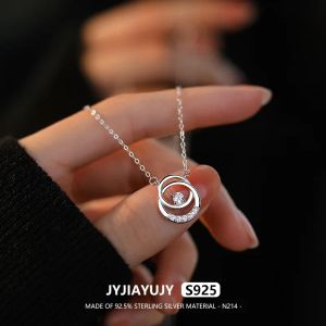 Colliers JYJIAYUJY 100% collier Original en argent Sterling S925 en Stock Double anneau avec Zircon bijoux de mode cadeau quotidien N214