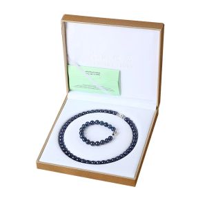 Colliers MADALENA SARARA offre spéciale élégante princesse Style 89mm noir rond collier de perles d'eau douce ensemble