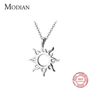 Colliers Modian offre spéciale classique soleil dieu collier mode charme 925 en argent Sterling Simple chanceux pendentifs pour les femmes Fine S925 bijoux