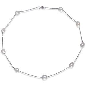 Collares Collar de perlas barrocas blancas naturales para mujer con cadena de plata esterlina 78 mm Perla de agua dulce Joyería fina al por mayor