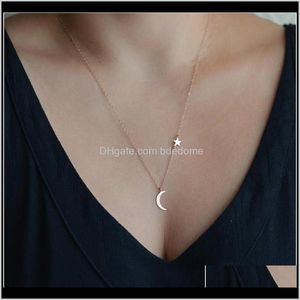 Colliers pendentifs bijoux livraison de gouttes 2021 Moon Pendant latérale étoile ou couleur dorée choisir avec une chaîne métallique plaquée simple collier JFCU