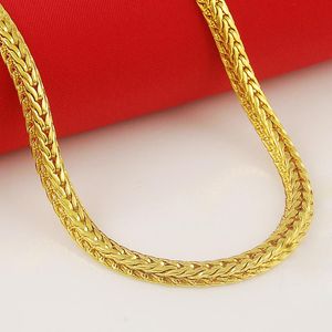 Collares al por mayor de 24k oro GP 5 mm Cabello de cadena para hombres 60cm. Camina de joyería de joyería para hombres de color de oro puro