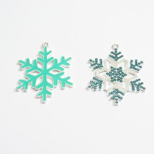 Colliers en gros ! Pendentifs flocon de neige en émail/strass bleu, pour la fabrication de bijoux épais, 10 pièces/lot, le plus récent