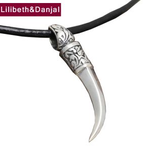 Colliers Wolf Tooth charme Pendant 100% réel 925 STRILL SILPELLY Collier Pendent Gift for Men Women Makeing Bijoux 2024 F12