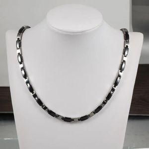 Colliers Wollet bijoux en acier inoxydable noir céramique collier pour hommes femmes argent hématite germanium 2 en 1 énergie de soins de santé