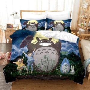 Vecino Totoro funda nórdica 3D Catoon ropa de cama de lujo tamaño doble reina rey juego de ropa de cama gota C1020267L