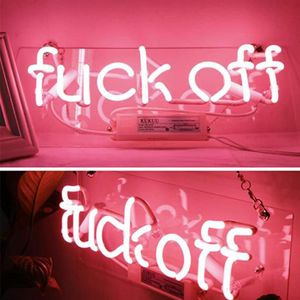 Enseignes au néon Fuckoff Neon Light Pink Handmade Real Glass Tube Neon Lights Signe pour Bar Party Chambre Garage 14 5X5 5 Pouces Shi2018