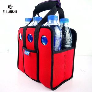 Neopreno 6 latas de cerveza Gel de hielo al aire libre Picnic Caja de vino Enfriadores Bolsa congelada Botella de almuerzo Enfriador de agua Nylon Camping Vajilla paquete 240125