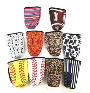 Cubierta de la taza de neopreno Béisbol Softbol Cactus Cubiertas de botellas de agua Bolsa Bolsa de manga aislada con estampado de leopardo Estuche para vaso de 30 oz GGA3027-2