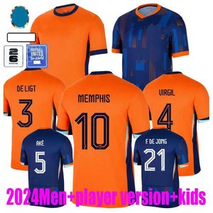 Jersey de los Países Bajos European Holland Club Jersey Euro Cup 24 25 Equipo nacional holandés Camisa de fútbol Kit para niños Set Full Home Away Memphis Xavi Gakpo
