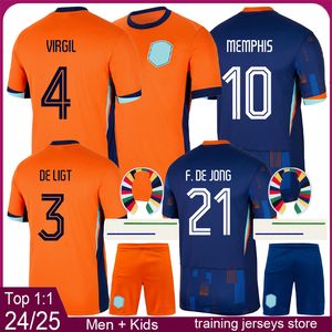 Países Bajos Mens Jerseys Kits Football Kits 2024 2025 Nederland Men Football Jersey 24 25 Boys Football Shirt Kit Virgil Memphis de Ligt Camisas Voetbalshirt