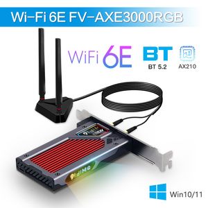 Network Adapters fenvi Wifi 6e Intel AX210 PCIe Wireless Adapter Bluetooth 5.3 AX210NGW Wi-Fi Network Card 2.4G/5G/6GHz RGB 802.11ax Windows 10 230701