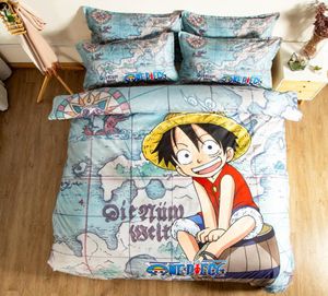 NOUVEAU 100 COTTON POLYESTER ONE PIÈCE CHAMBRE ANIME FULLE Queen King Size Cartoon Lithing Set Boys Kids Cover Cover Set Oreadcase T5285537