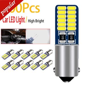 Nuevo 100 Uds Ba9s Led lámpara de señal de liquidación T4W H6W 24SMD 3014 Chips bombilla Interior coches mapa techo espejo luz matrícula luces 12V