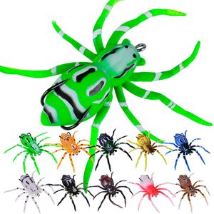 Nuevo 10pcs / Kit Soft Spider Bait Bass Señuelos de pesca Patrón de piel realista Bionic Weedless Cuerpo de plástico fuerte Ganchos de púas para Bass Snakehead Lucio Trucha K1650
