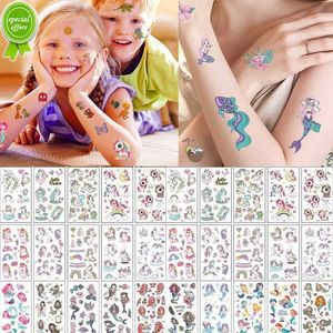 New 10Sheets/lot Children Cute Cartoon Unicorn Temporary Tattoo Stickers Baby Shower Kids Body Makeup Sticker Tattoos Mermaid Party