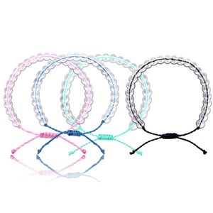 Nuevo 12 UNIDS Hecho A Mano Claro Cuentas Redondas Cuerda Vsco Chica Amistad Pulsera Colorido Boho Lucky Pulseras Ajustables Joyería para Niñas Mujeres