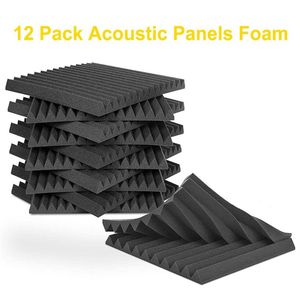 Nuevo Panel de espuma acústica para estudio de grabación de pared, 12 Uds., 12x12x1, a prueba de sonido, negro y azul, para estudio en casa, Recital Ha3187