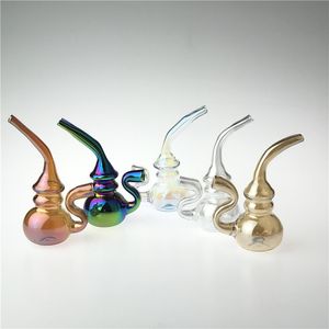 Tuyau de bong d'eau de papier de cigarette de gourde en verre de 3,5 pouces avec ruban doré coloré jolie cigarette fumant de la paille de tabac recycleur Bongs