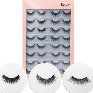 16 Pairs 3D Mink Natural Care False Eyelashes Dramatic Volume Fake Lashes Makeup Eyelash Extension Wispy Fluffy Handmade Eye lash