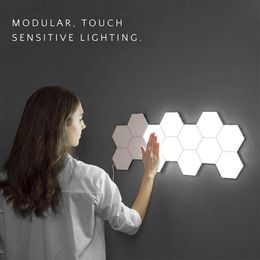 16 pièces tactile sensible applique hexagonale quantique modulaire LED veilleuse hexagones décoration créative pour la maison