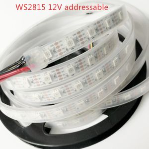 Nueva tira de LED WS2815 de 1M/5M (actualización WS2813) DC12V tira de LED RGB 5050 a todo color direccionable individualmente; 5m/carrete; 30LED/ 60LED/ 144LED/m
