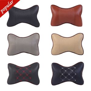 New 1PC Car Neck Pillows Pu Leather Head Support Protector Black/Red Universal Headrest Backrest Cushion Fit For All Vehicles