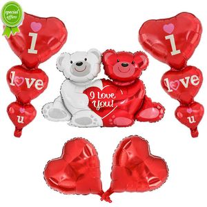 Nouveau 1 ensemble je t'aime câlin ours ballons feuille coeur ballon pour mariage saint valentin fête décoration bébé douche anniversaire fournitures