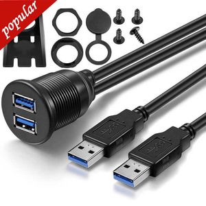 Nouveau 2 ports USB 3.0 mâle à femelle câble AUX encastré câble d'extension USB Dock adaptateur pour voiture camion bateau moto tableau de bord