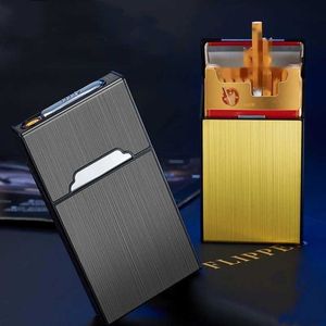 Nouveau 20 bâtons 5.5 étui à cigarettes fin allume-cigare USB Rechargeable fil de tungstène allume-cigare étui à cigarettes magnétique