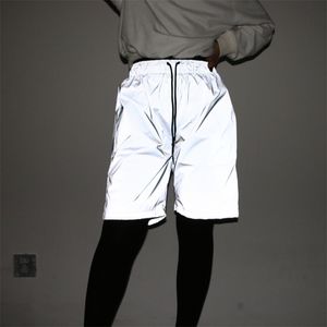 Nuevo 2017 verano moda hombres mujeres luz de la noche pantalones cortos reflectantes Hip Hop brillante parpadeo pantalones cortos para parejas M3XL T200409