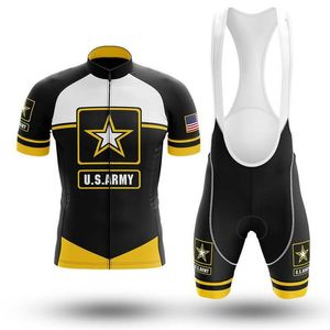 Nouveau 2024 US Army Cycling Team CCC Jersey 19D Pad Bike Shorts Set Séchage rapide Ropa Ciclismo Mens Pro BICYCLING Maillot Culotte porter