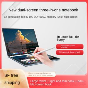 Nouveau 2023,12 génération N100 grand panneau léger ordinateur portable double écran ordinateur portable écran tactile ordinateur portable moyen