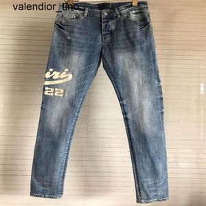 Nuevo 2023 Pantalones vaqueros para hombre Lavado Ripped Marca de moda Detalle Rodilla Letra negra Bordado Slim Motocicleta Para hombre para mujer Vintage Denim Jean Pantalones