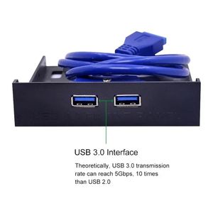 NOUVEAU 2024 2 Port USB 3.0 Panneau avant 20 PIN USB3.0 Extension Hub Bay Adaptateur Plastique Plastique pour PC Bureau de 3,5 pouces